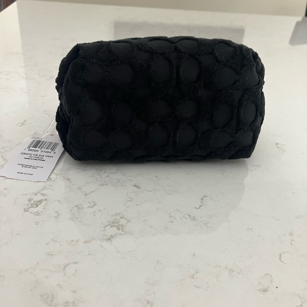 Coach Black Terry Signature Cosmetic Bag - Picture 2 of 5
